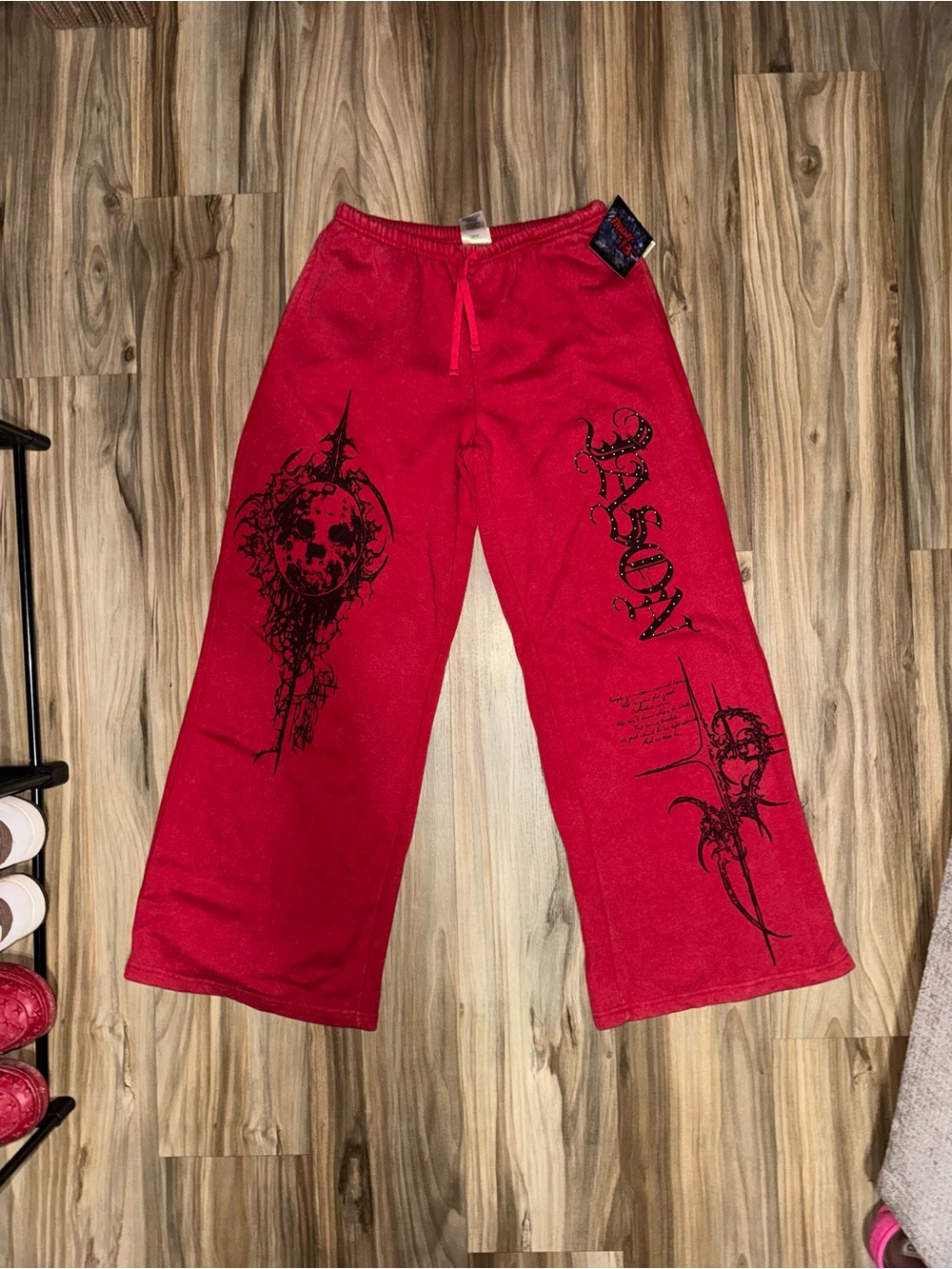 New Y2K Style Red Baggy Jason Voorhees Sweatpants